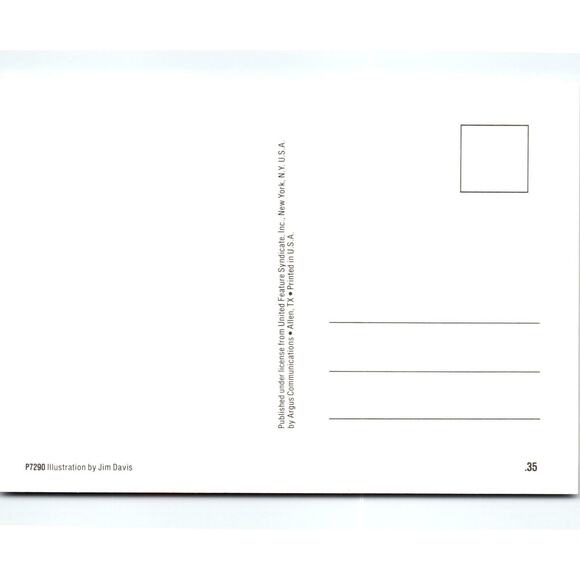 Garfield Miss U Red Roses Postcard Signed Jim Davis Comic Tabby Cat 1978 Unused - Picture 2 of 2